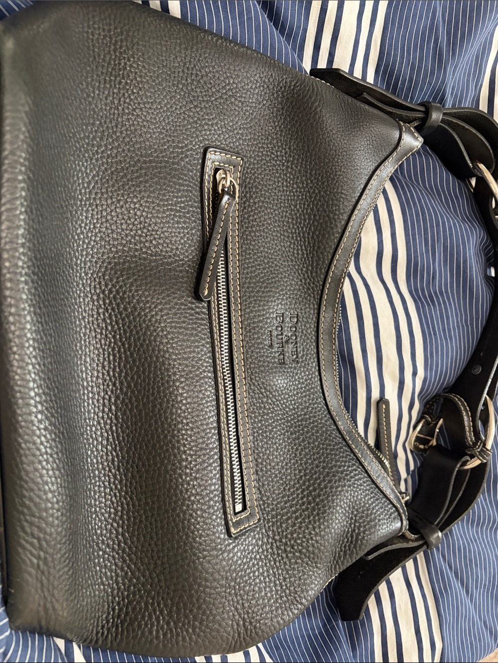 Dooney & Bourke Black Pebbled Leather Messenger Bag